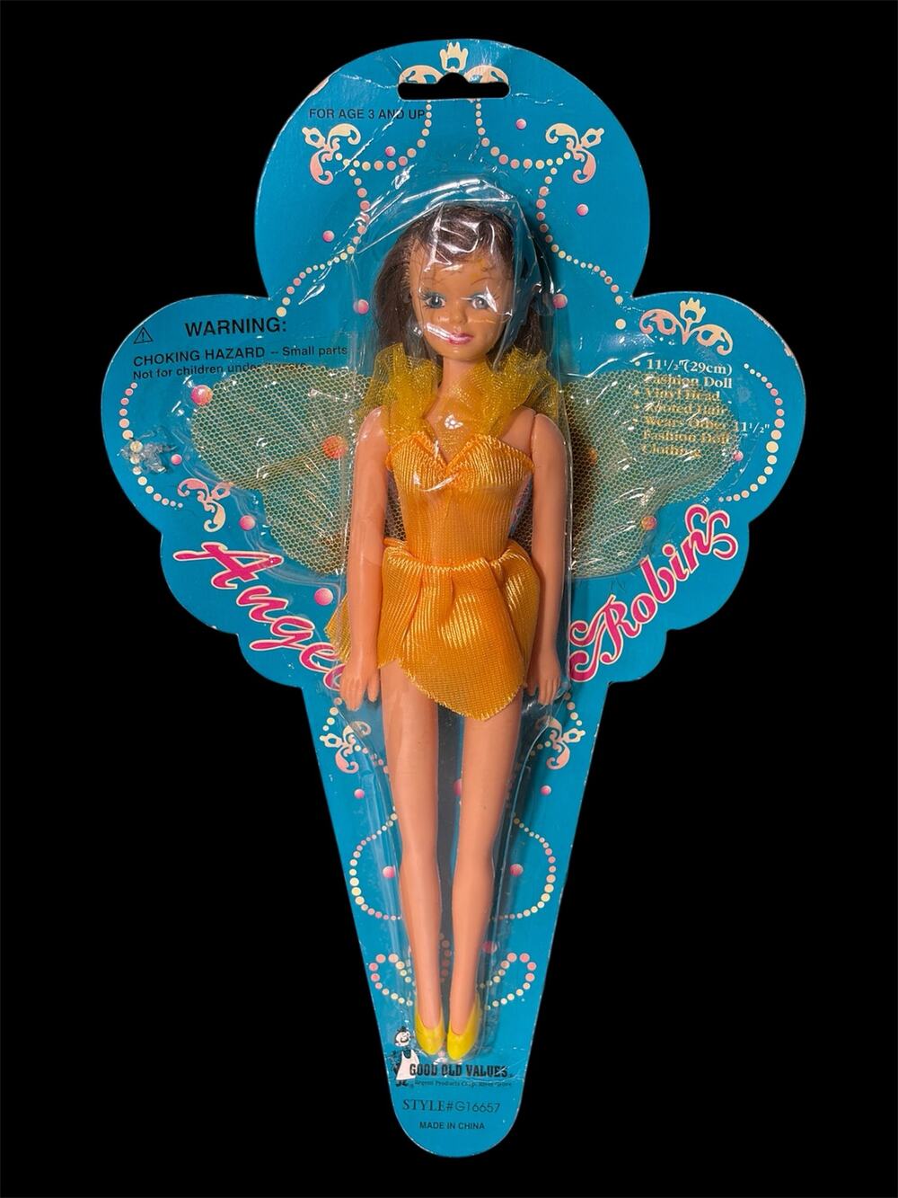 80's Good Old Values Angel Robin 11.5" Yellow Fashion Fairy Barbie Doll #G16657